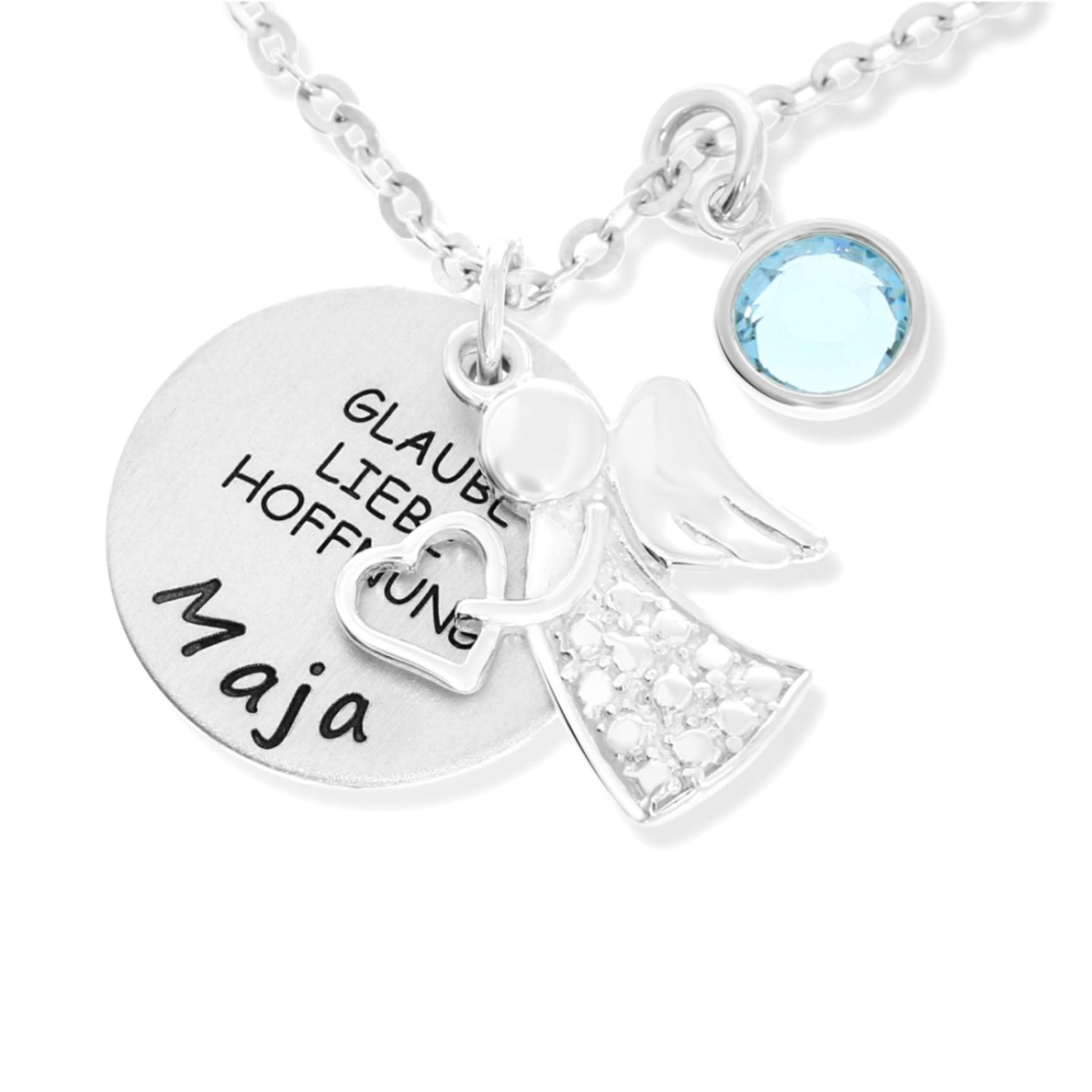 Namenskette Kette mit Gravur Silberkette mit Namen Schmuck mit Engel personalisierter Schmuck Damenschmuck Geburtskette Silberschmuck Namensschmuck Kette individuell | HANDMADE IN GERMANY