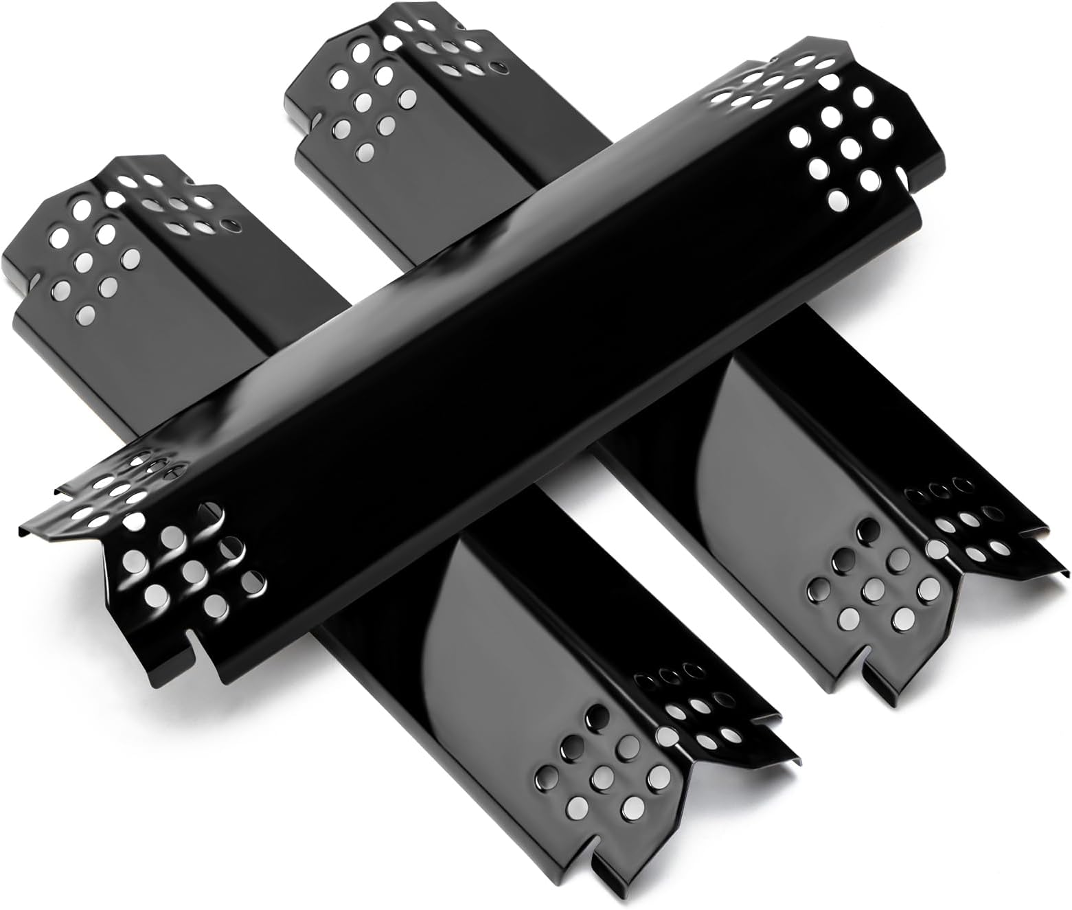 Unicook Grill Heat Plates for Nexgrill 720-0864, 720-0864M, BBQ PRO, Backyard, Expert, Grill Burner Covers Replacement Parts, 14.6 Inch Heat Shields Tents, Porcelain Flame Tamers, 3 Pack