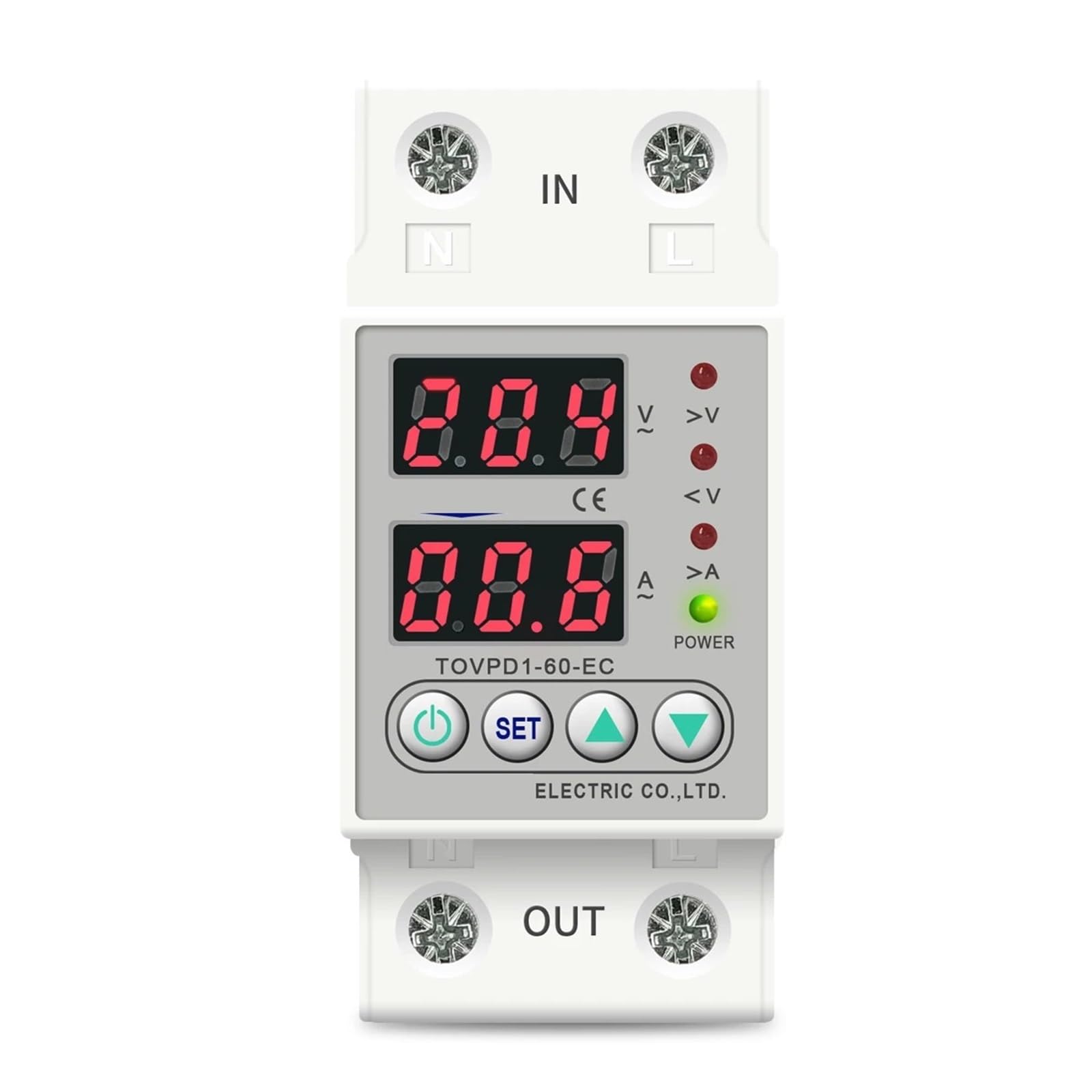 YFHGULBTK 60A Din Rail 230V Adjustable Over and Under Voltage Protective Device Protector Relay Monitor Current TOVPD1-63-EC 1Pcs(40A)
