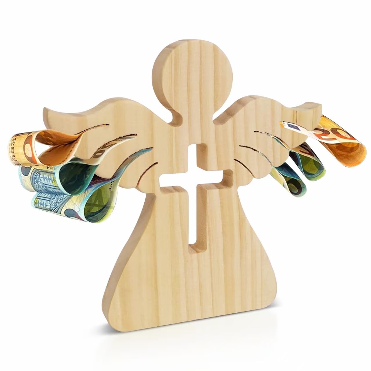 Parastar Holzengel Firmung Geschenke Jungen Mädchen,Holz Schutzengel Geldgeschenk,Holzengel Hochzeit, Engel Holzfiguren als Geldgeschenk für Taufe, Kommunion, Konfirmation, Hochzeit