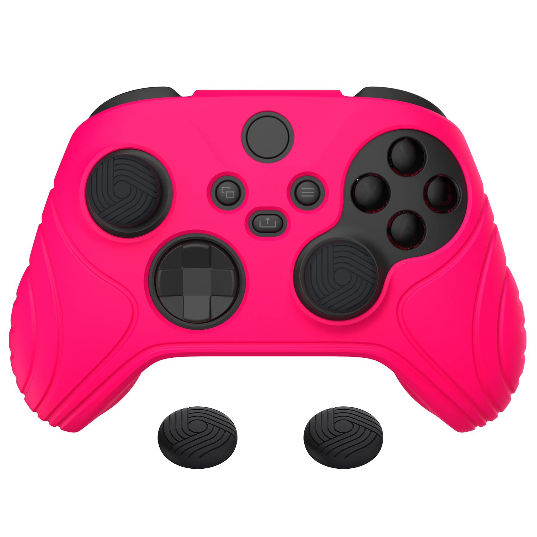 eXtremeRate PlayVital Cover Skin per Xbox Series X S Controller Joystick Custodia Protettiva Silicone Antiscivolo con 2 Gommini Coprilevette Analogiche-Simurai Edizione(Rosa Vivo)