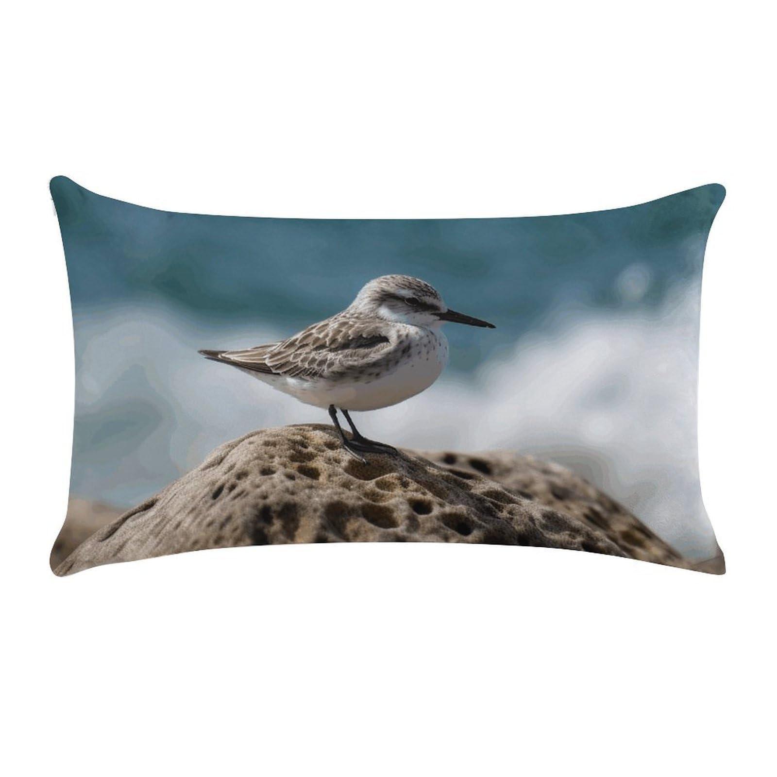 Bird Perching on The Rock Pillow Cases for Sofa, Super Soft Plush Pillow Cover with Zipper, Luxury Cozy Pillow Shams for All Seasons, Lightweight Pillowcases for Bedroom, 12" X 20"