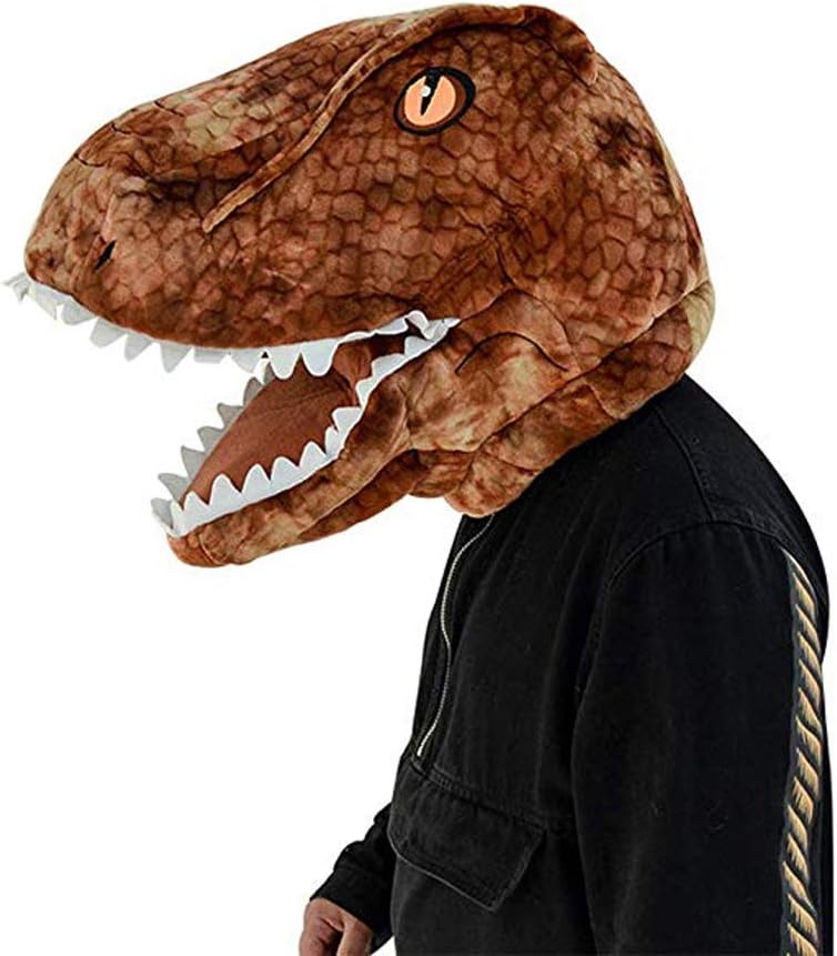 Plush Animal Dinosaur Head Mask Halloween Mascot Costume White