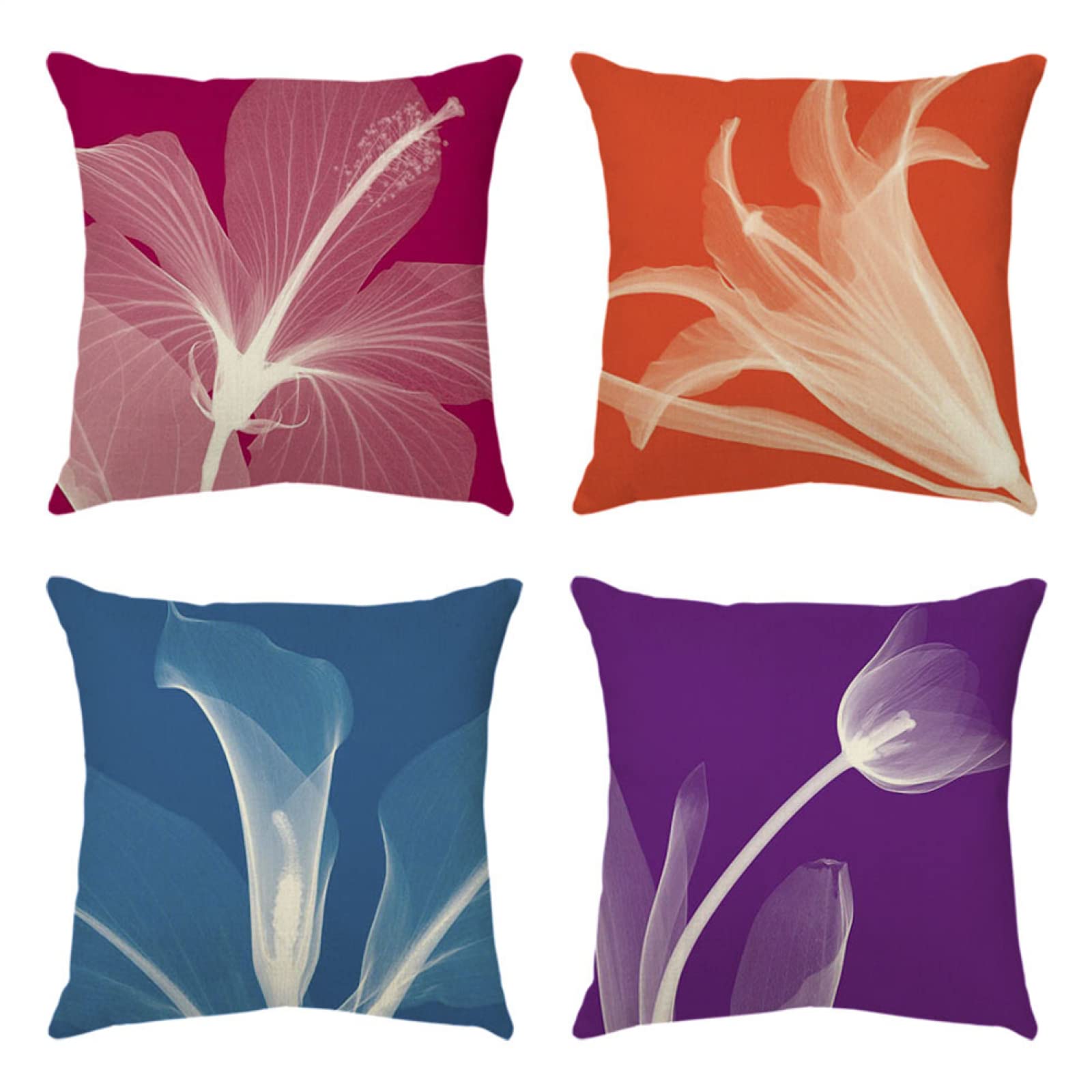 4 Piezas Funda de Almohada Pétalos Abstractos Fundas de Cojín Terciopelo Sencillo y Decorativo para Sofá Camas Dormitorio Coche Lino Cojines Throw Pillow Covers 80x80cm/32x32 Inch