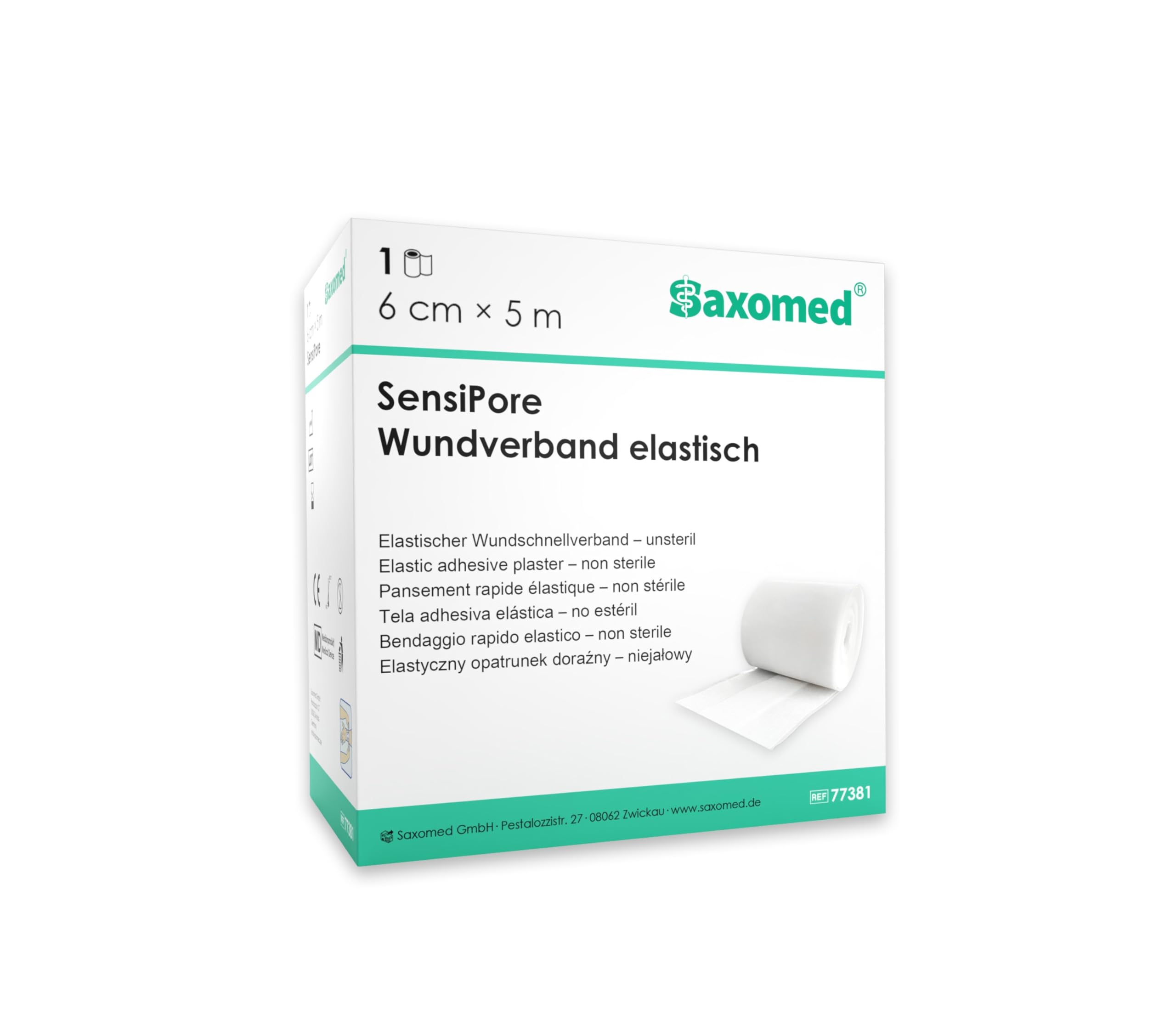 Pflaster Rolle 6cm x 5m Pflaster Box Wundpflaster Heftpflaster - Elastisch Weiß Sensitiv - Starke Klebekraft