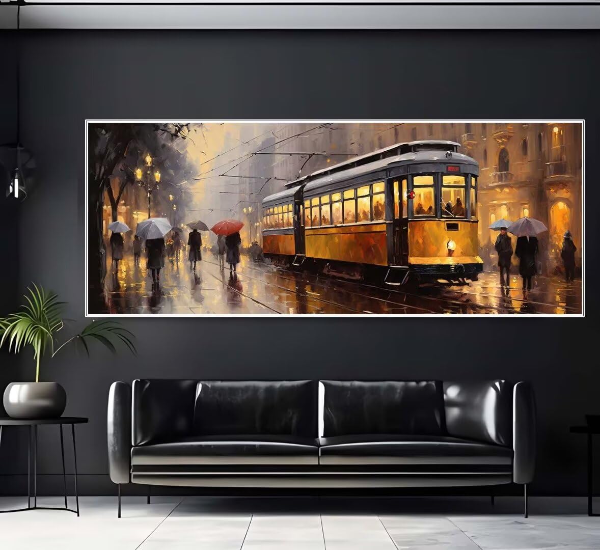 Diamond Painting Stadt Straßenbahn Diamond Painting Erwachsene Groß xxl 150 X 50cm, DIY Malen Nach Zahlen Erwachsene 5D Diamant Painting Bilder Kinder Crystal Arts für Wand Deko Aesthetic Gifts-f142