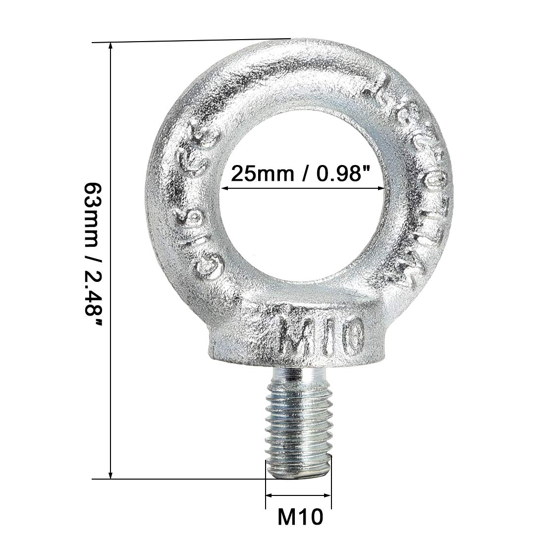 Amazon.com: uxcell Lifting Eye Bolt M10 Male Thread Stainless 