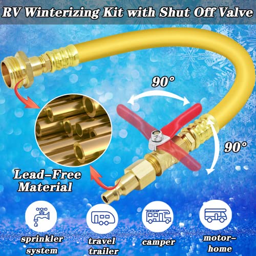 Image of Boltigen RV Winterizing Kit, 12'' Sprinkler Blowout Adapter with Shut Off Valve, RV Air Compressor Adapter /Winterize Kit,for Motorhome, Boat, Camper, Travel Trailer