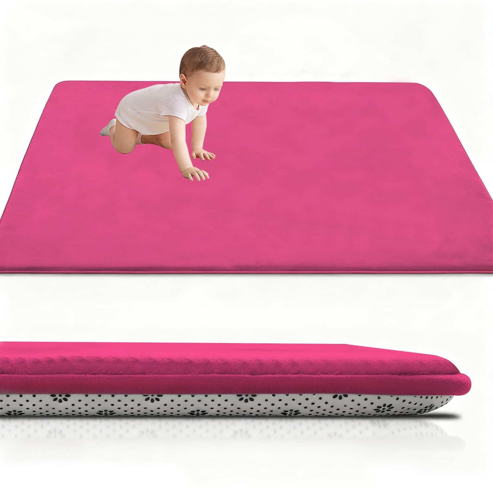 Tappeti per Soggiorno 120 x 120 cm Antiscivolo assorbente,Tappetino Gattonare Bambini in Velluto di Corallo, Tappeto Morbido per yoga,esercizio fisico e gattonare per cameretta dei bambini 2 CM
