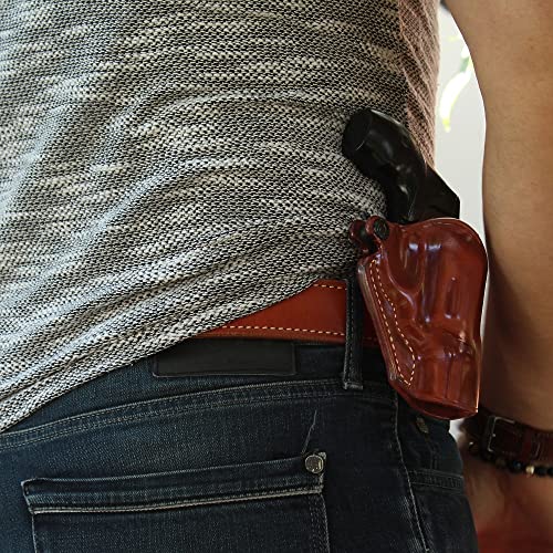 Premium Leather Owb Paddle Holster Open Top Fits Taurus 605 Poly Protector 357 Mag 2'', Right Hand Draw, Brown Color #1421# #TOP3