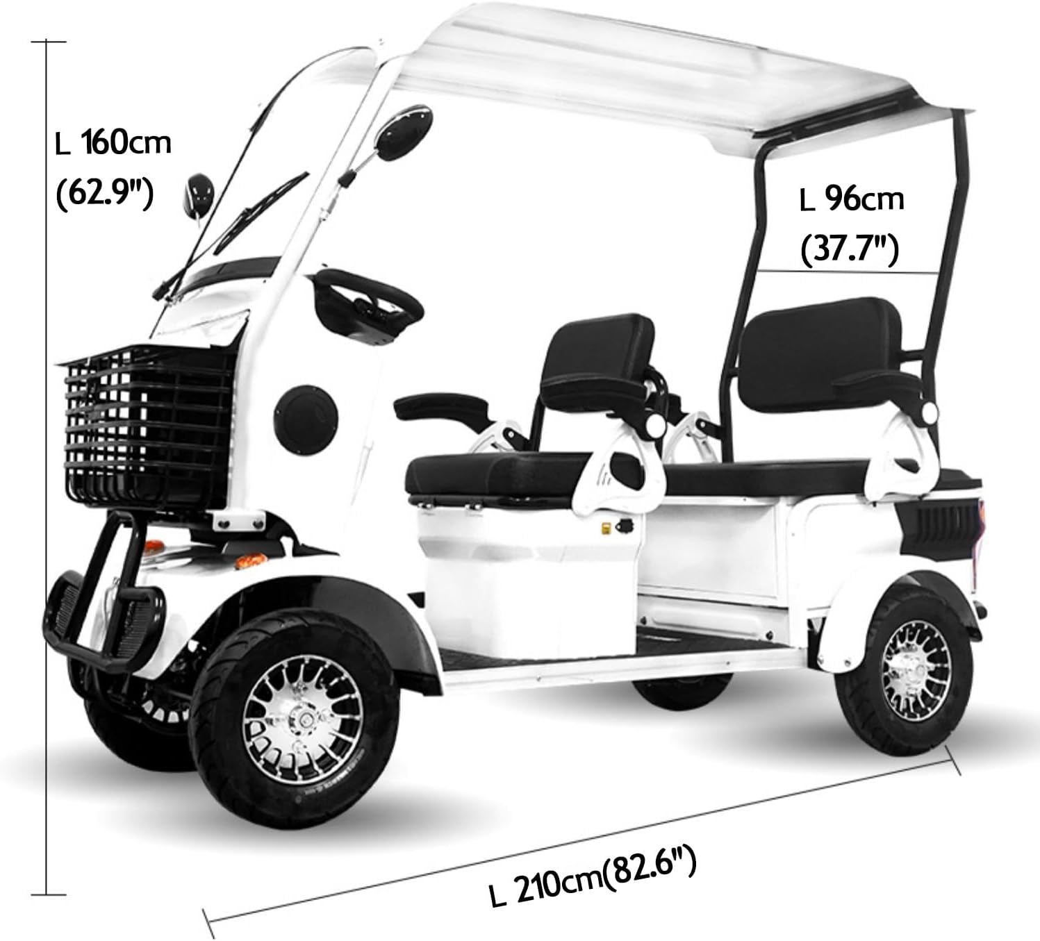 4-Passenger Electric Golf Cart & Scooter for Schools, High Battery Life Electric Wheelchair, Triple Storage Space, Ideal for Seniors and Adults