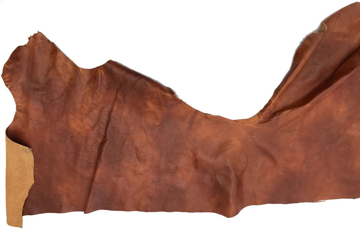 Premium Genuine Brown Leather Scraps - Large Leather Pieces for Crafting - 2 LBS