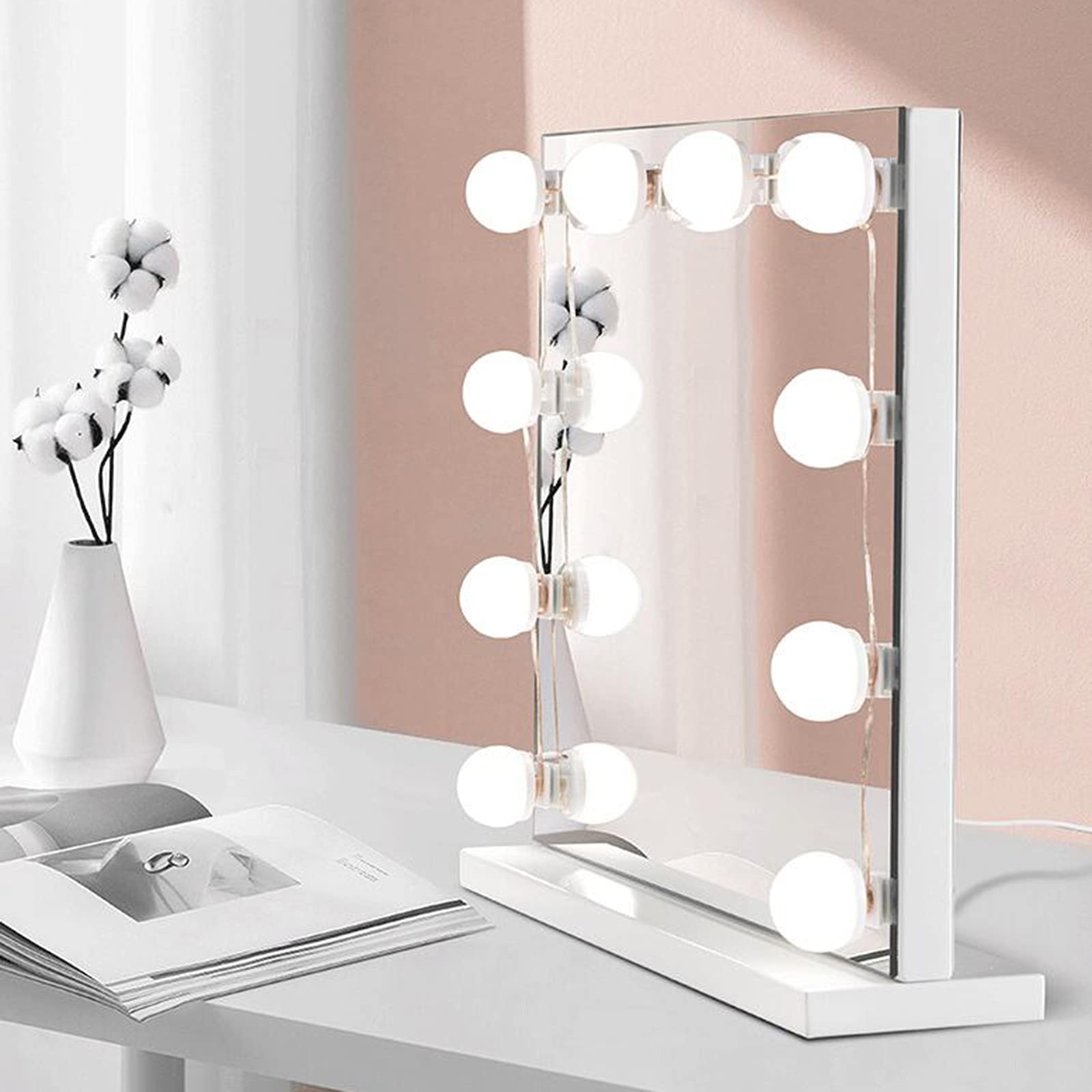 Lampade per Specchi da Bagno Kit Strisce Luci Di Cortesia a Led, con 4/6/10 Lampadine Dimmerabili per Specchio a Figura Intera e Specchio da Parete per Bagno (Senza Specchio Incluso) Applique