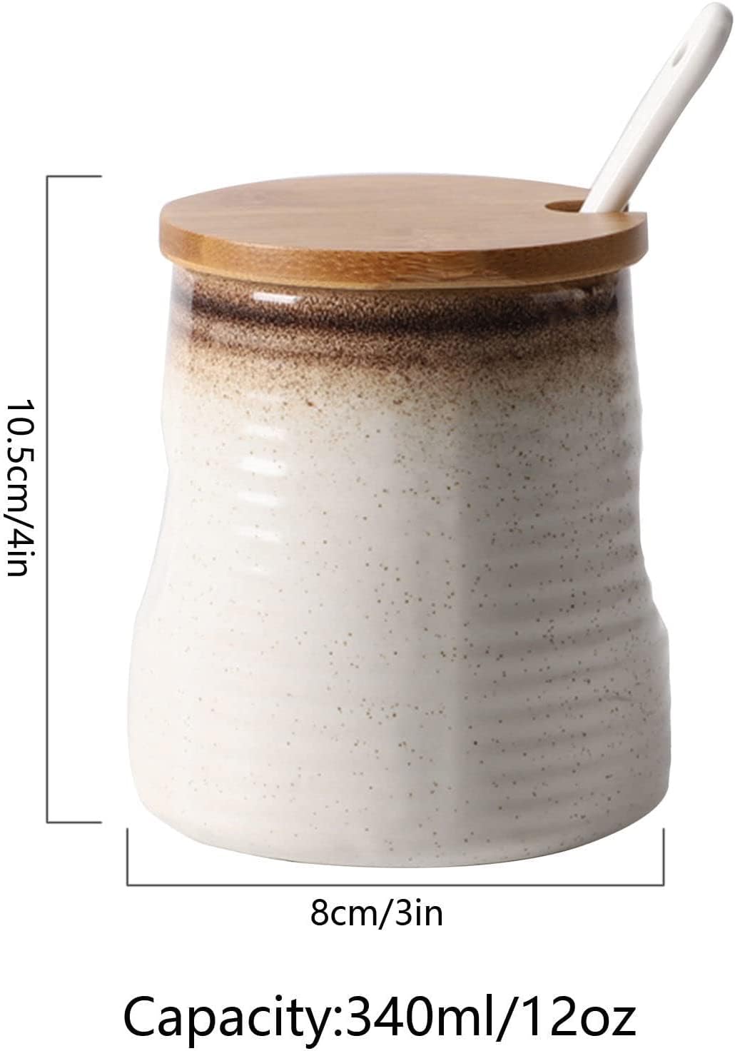 Ceramiczna cukiernica, słoiczek na przyprawy, cukiernica z pokrywką i łyżeczką, pojemnik na cukier, słoiczek na przyprawy, pojemnik na sól do cukru, pojemnik na przyprawy-c-340 ml (kolor: B, rozmiar: