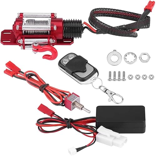 MAGT Cabrestante a control remoto, cabrestante eléctrico a escala 110, modelo RC, accesorio de automóvil, cabrestante de metal con control remoto