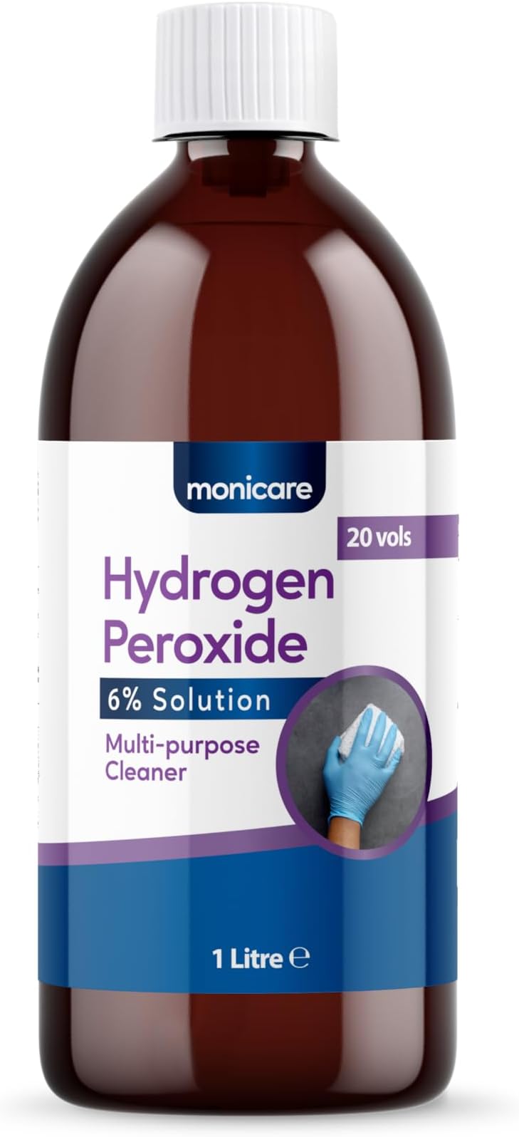 Hydrogen Peroxide 6% - Household Cleaning Solution for Laundry Pre-Treatment, Stain Removal, Fabric Care & Hard Surface Cleaning - 1L