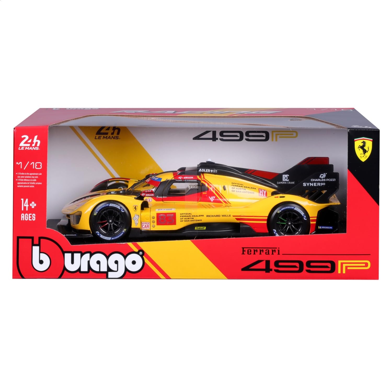 1:18 Ferrari Racing 499P Le Mans Hypercar 2024 AF Corse #83, Couleurs Multiples