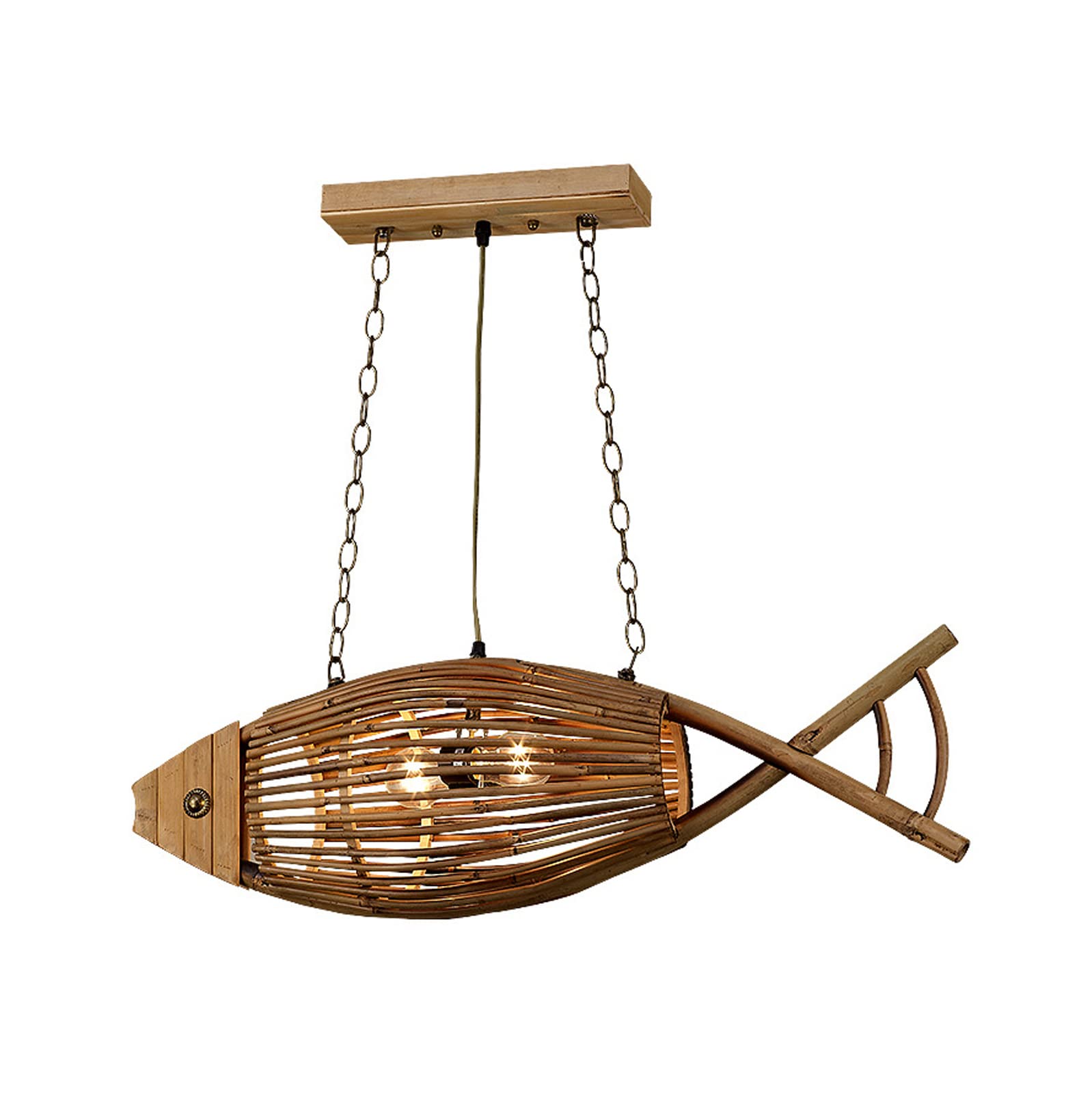 Suspension en rotin tissé main Gyuann : lustre poisson d'exception