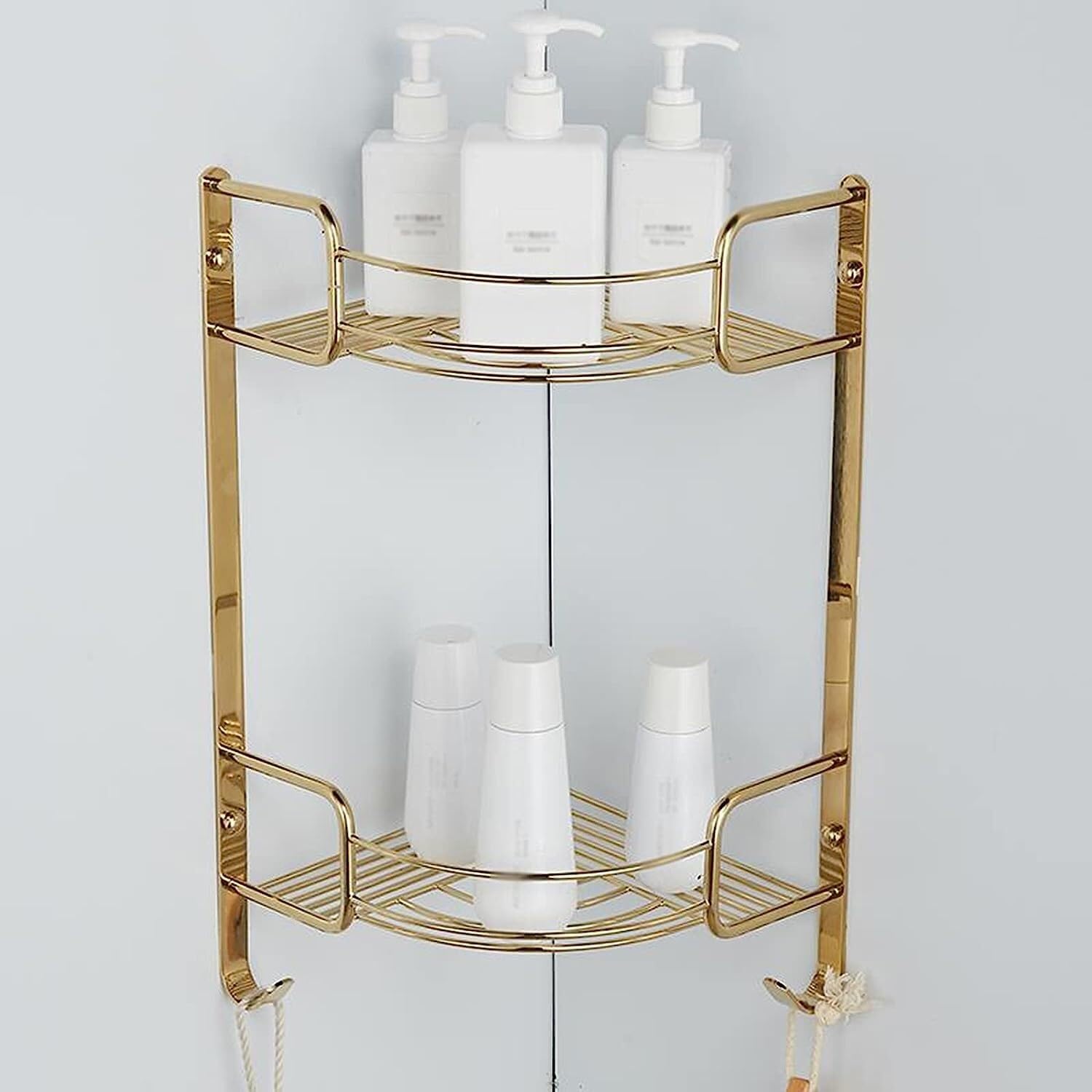 CTPCRTYK Shower shelf Corner Shower Caddy Bathroom Organizer Storage with Hooks Waterproof Shower Organiser Rack for Kitchen Dorm