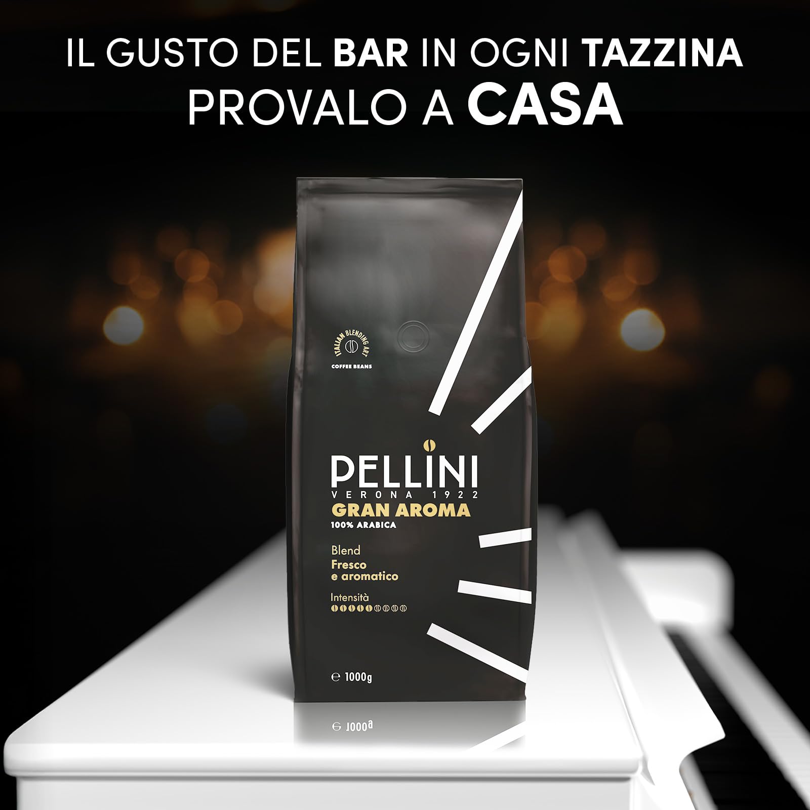 Pellini N.3 Gran Aroma, Caffè in Grani per Espresso 1kg, Miscela 100% Arabica dal Gusto Deciso e Armonioso, Caffè in Chicchi a Tostatura Lenta