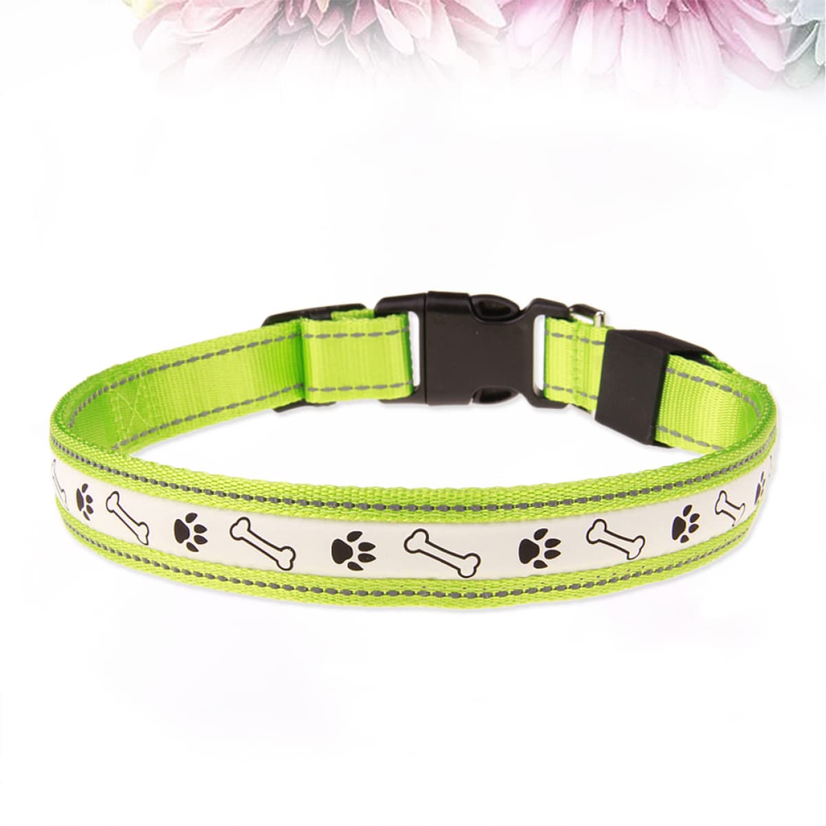 POPETPOP 2 Pièces Et Animal de Compagnie Clignotant Vert pour Os M Exploité Collier de Sécurité de Marche Jusqu'à LED Rougeoyante Empreinte Taille Batterie Nuit Chiens Lumière Collier de