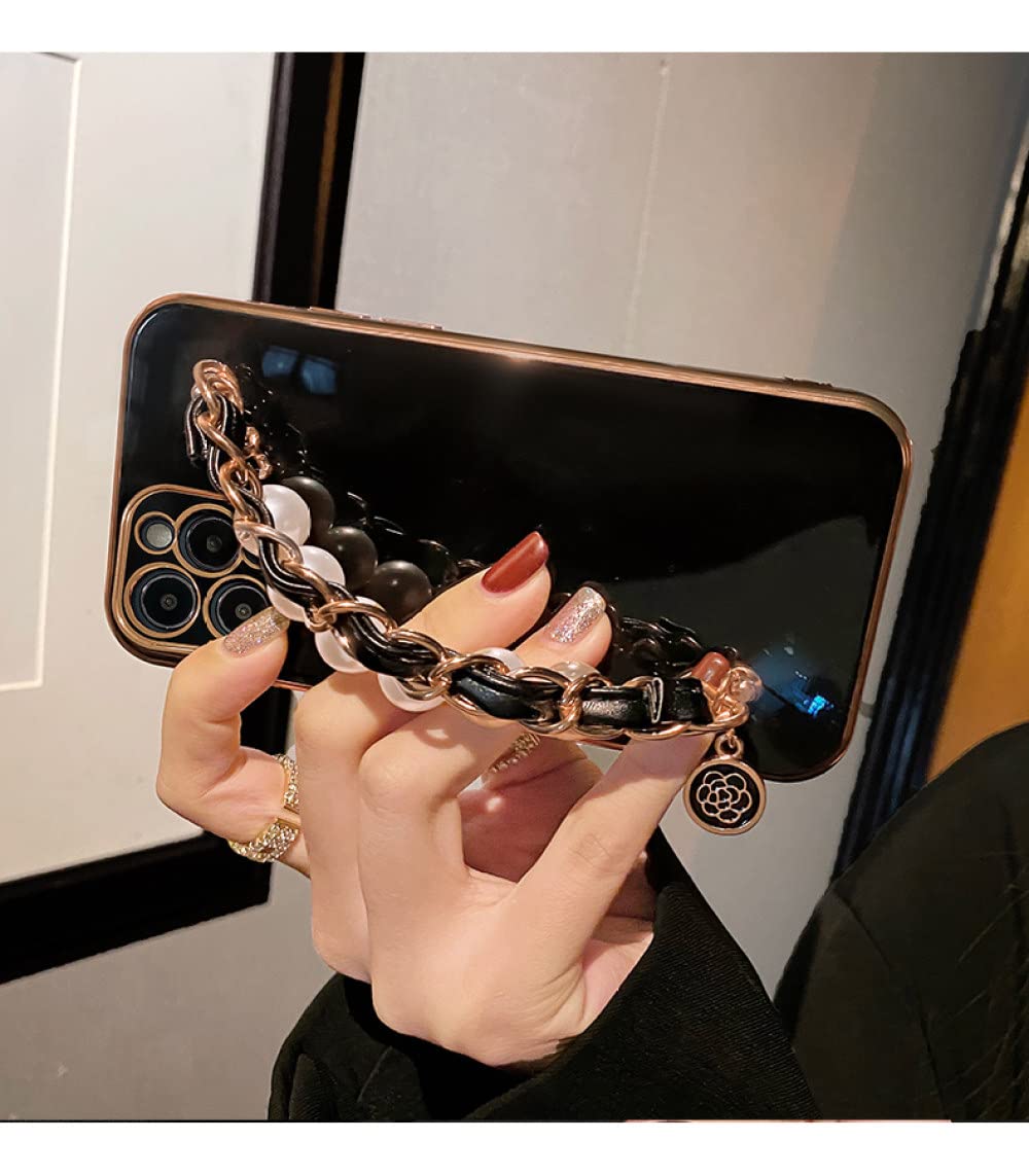 Amazon.com: Luxury Plating Pearl Bracelet Phone Chain Soft Case