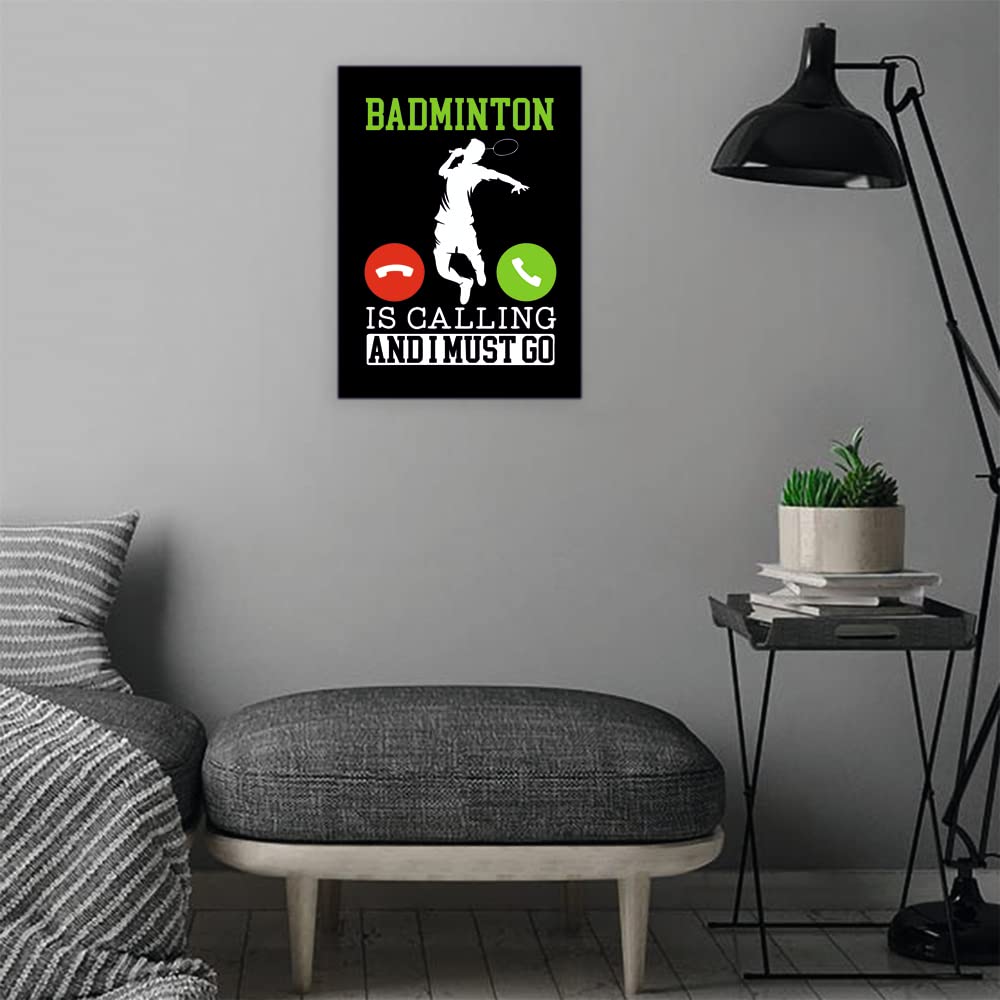 XtremeSkins Designs Print Wooden Framed Canvas Wall Art Decoration Poster (10x14 Inch) - Badminton Is Calling