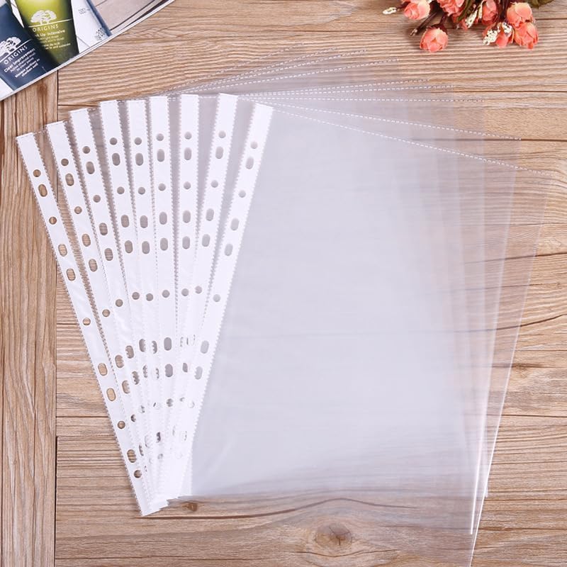 Miniatura 3 de Bolsillo perforado A4, protectores de hojas, 100 páginas, protectores de hojas transparentes para carpetas, protectores de páginas de plástico