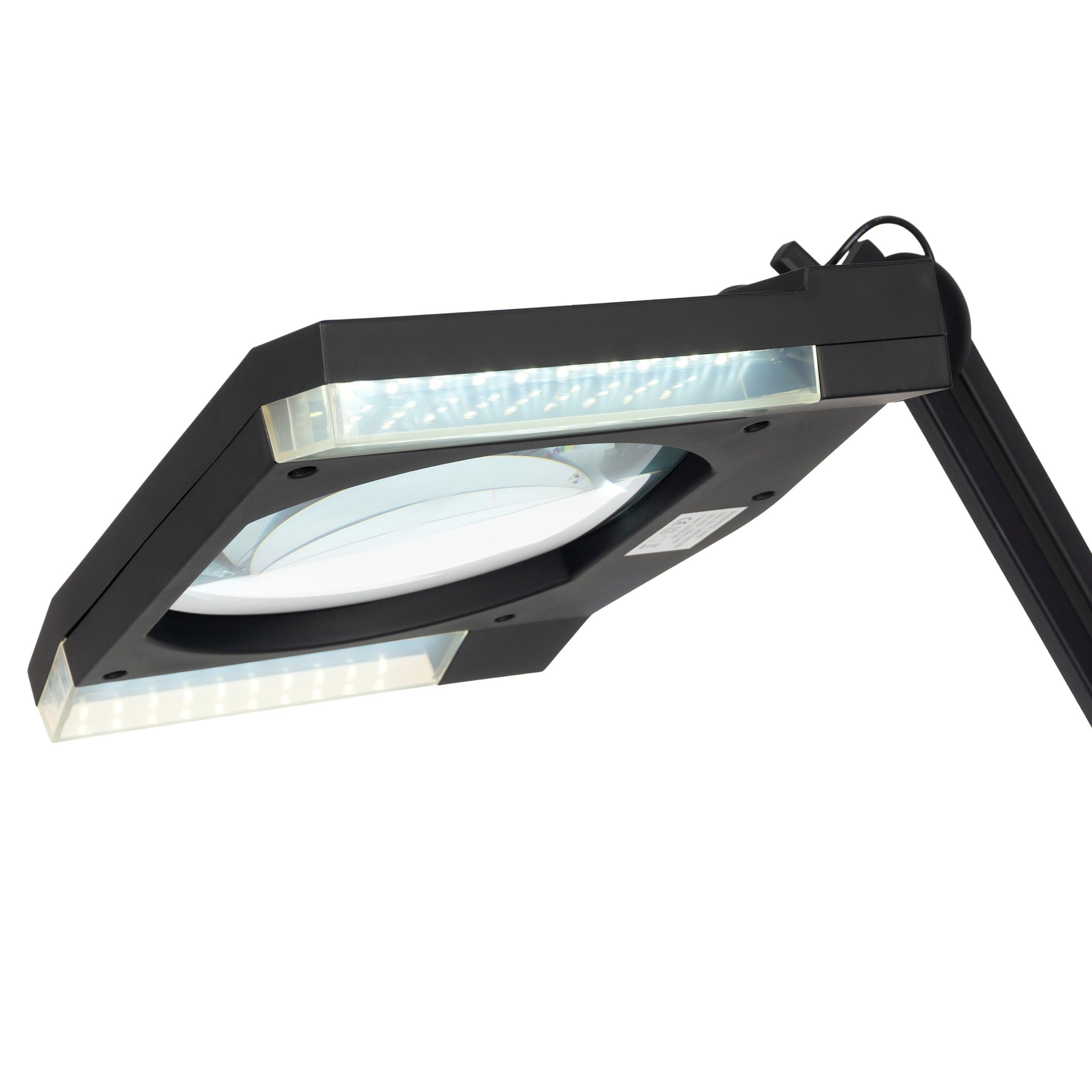 Semplix LED Lupenlampe 3D ESD schwarz mit 60 LEDs und Echtglaslinse | ESD-geschützte LED Lupenlampe mit Echtglaslinse, 60 LEDs, dimmbarem Tageslicht und 1,75-facher Vergrößerung.