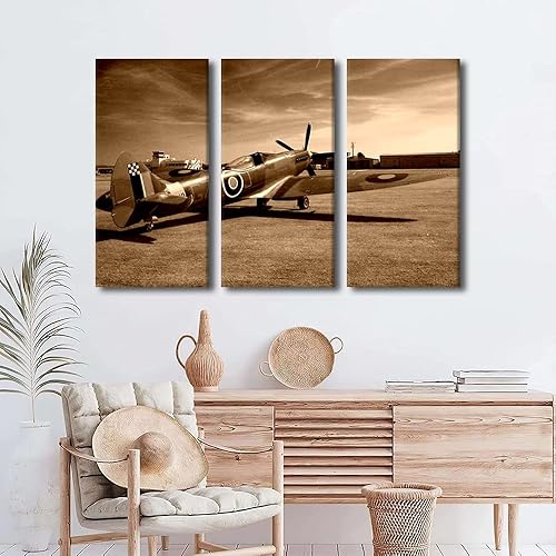 Miniatura 74 de Lienzo decorativo para pared, 3 piezas, póster de nariz de avión, arte de hélice gris, decoración del hogar, lienzo inspirador, decoración de pared
