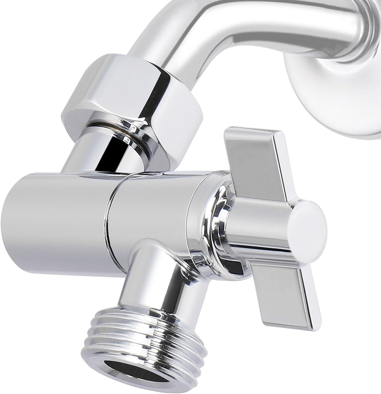 NearMoon Adjustable Shower Arm Extension Adapter - 360° Rotating SUS304 Stainless Steel Connector for Handheld & Fixed Shower Heads (Chrome)