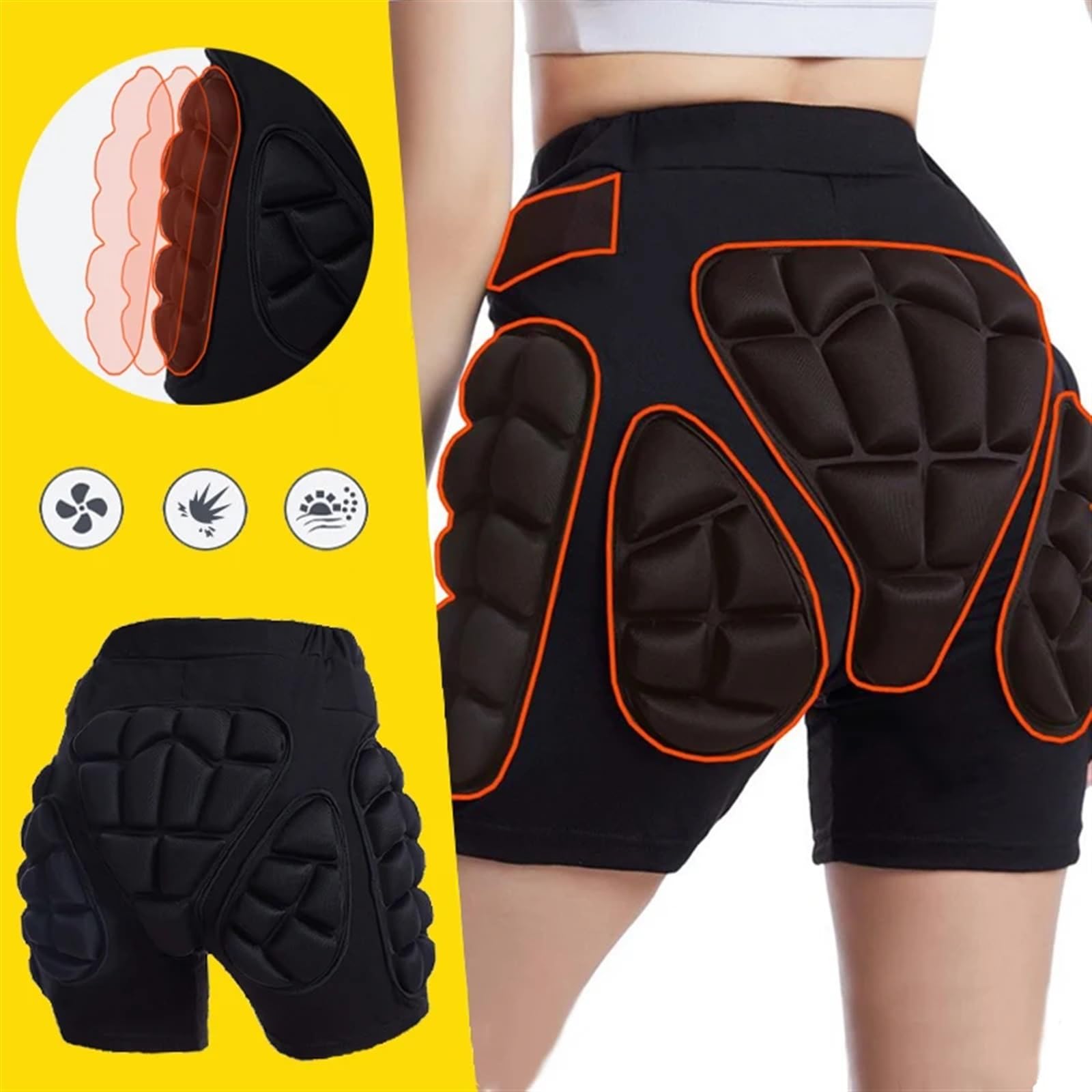 Short de Ski Rembourré 2XS-3XL Sports de Plein air Ski Skate Snowboard Butt Protection Ski Protecteur Patinage À roulettes De Protection Hanche Rembourré Shorts(XXXL)