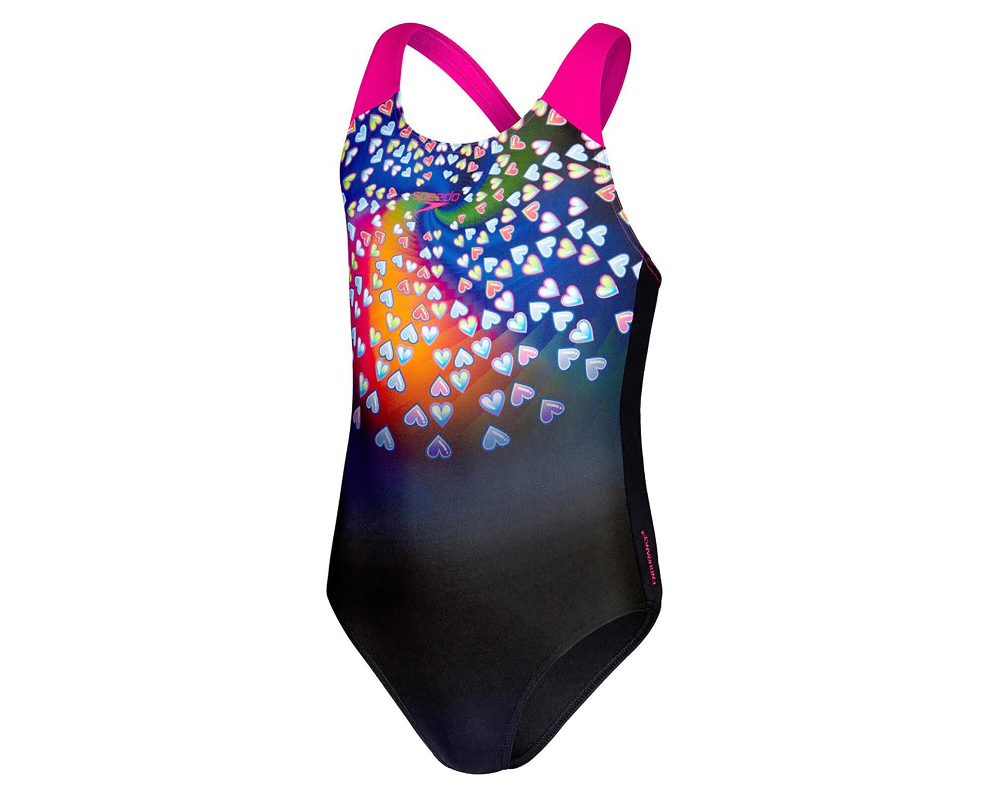 Speedo Traje de baño digital para niña, diseño de salpicaduras, color negro y rosa