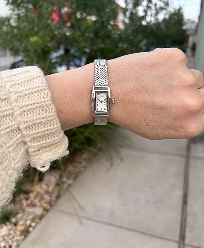 Miniatura 4 de Wristology Reloj vintage para mujer, estilo art deco, con caja rectangular, intercambiable, ajustable, esfera analógica fácil de leer