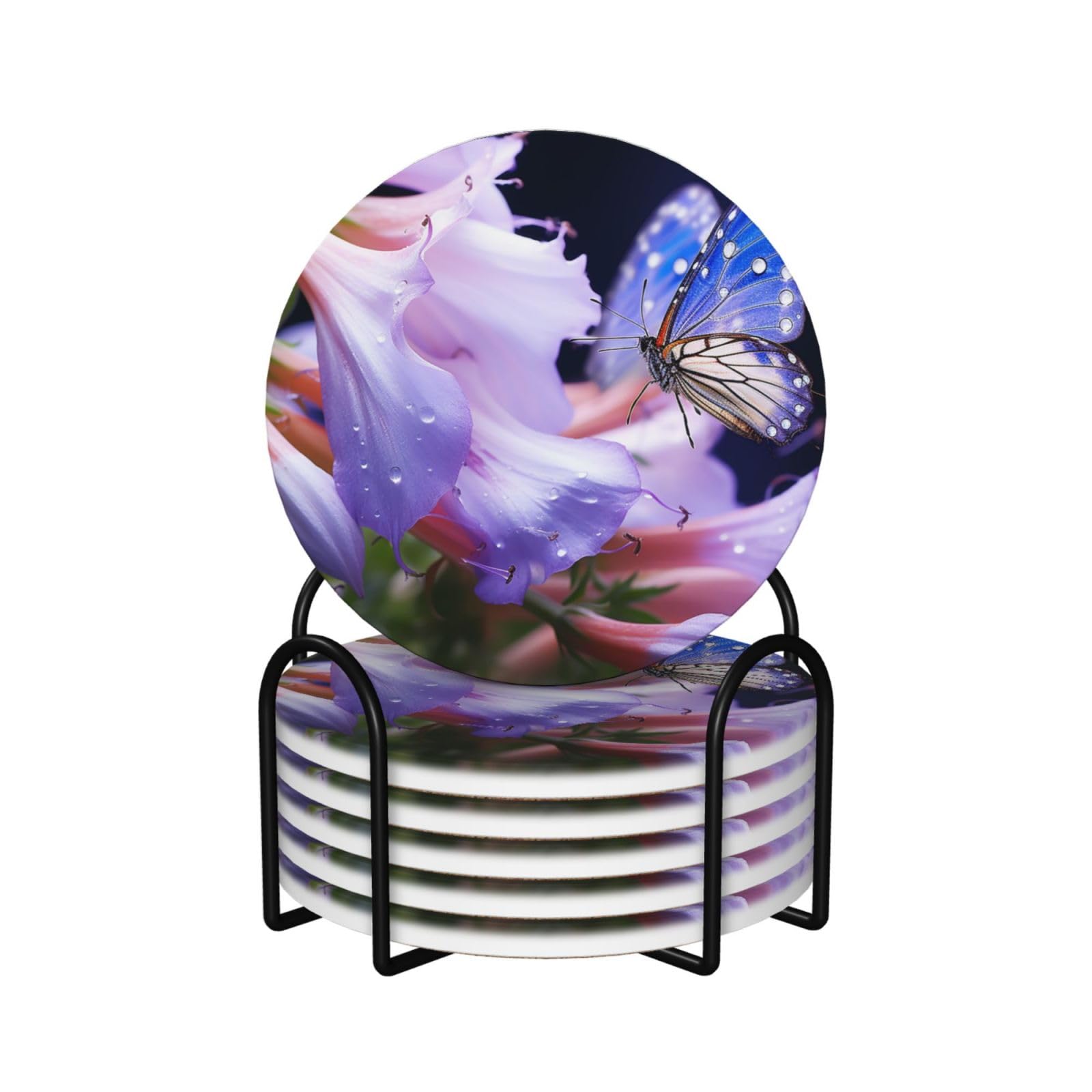 Dessous de verre en céramique liège protection table lot de 6 ronds