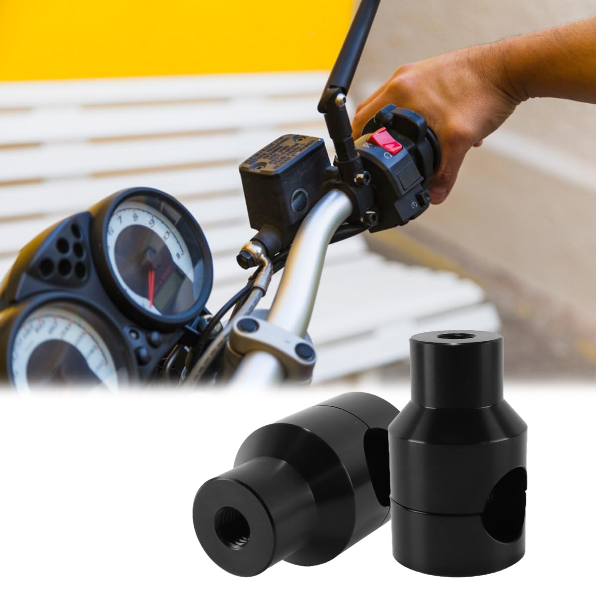 1 paire de rehausseurs de guidon de moto 25 mm, colliers de serrage en alliage d'aluminium, extension de guidon surélevée, noir
