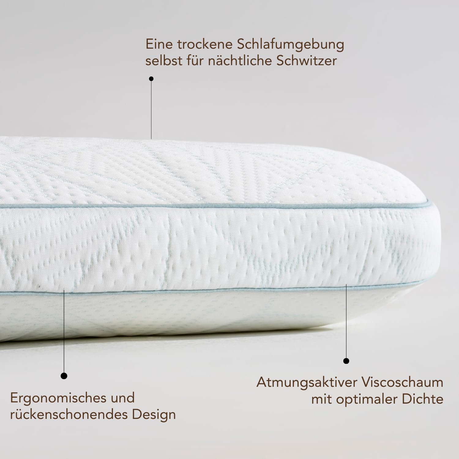 Kühlendes Memory Schaum Kissen zum Schlafen 60x40x13 cm, viscoelastisches Kopfkissen, Ergonomisches Orthopädisches nackenstütz Kissen, Rücken-, Bauch-, Seitenschläfer, weiß