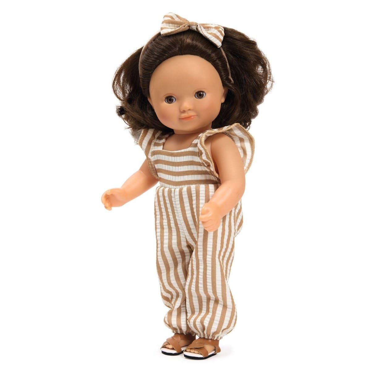 Djeco Puppe Rosalie | 32 cm Anziehpuppe mit Schlafaugen, Vinylkörper & Frisierhaaren | Stehpuppe mit Outfit & Sandalen | für Kinder ab 3 Jahren | POMEA Kollektion
