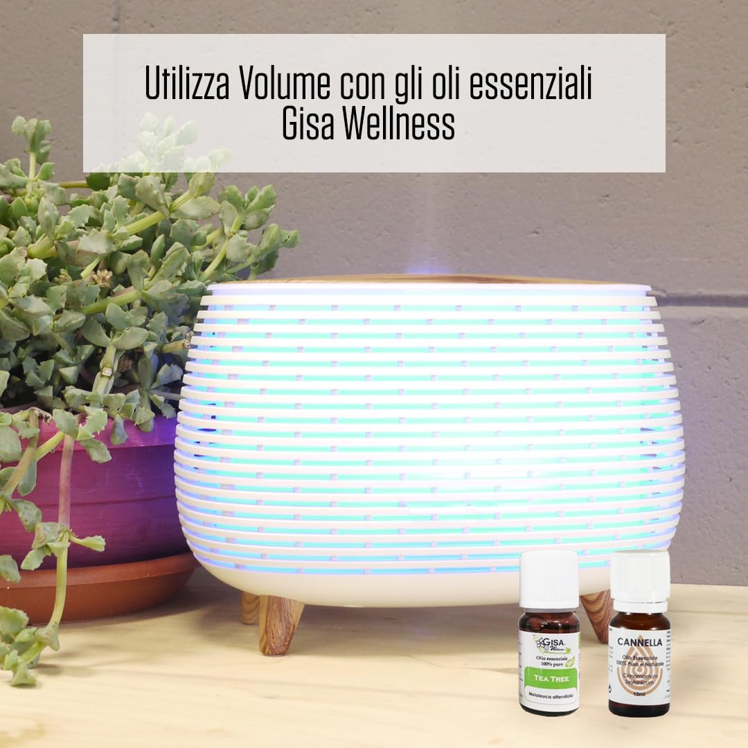 Gisa Wellness - VOLUME - Diffusore di Aromi ad Ultrasuoni - con Tecnologia Bluetooth - per Aromaterapia e Cromoterapia [Colori Luci LED] - Soggiorni, Uffici, Relax