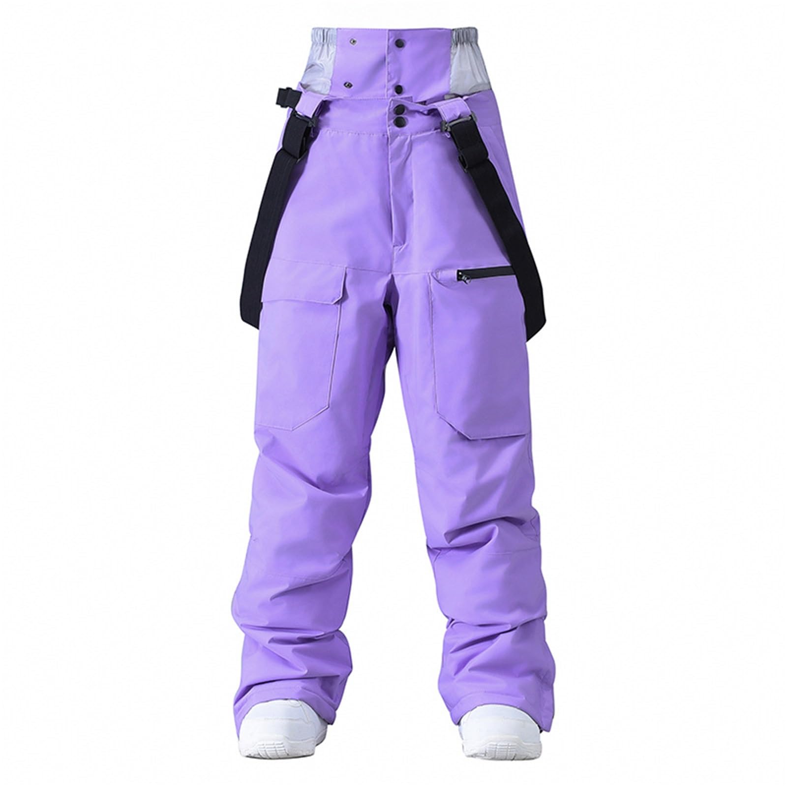 Uomo Donna Pantaloni da Sci Baggy Larghi Salopette Pantaloni da Neve con Bretelle Multitasche Impermeabile Antivento da Lavoro, da Motociclista Tinta Unita Sportivi per Alpinismi Ciclismo