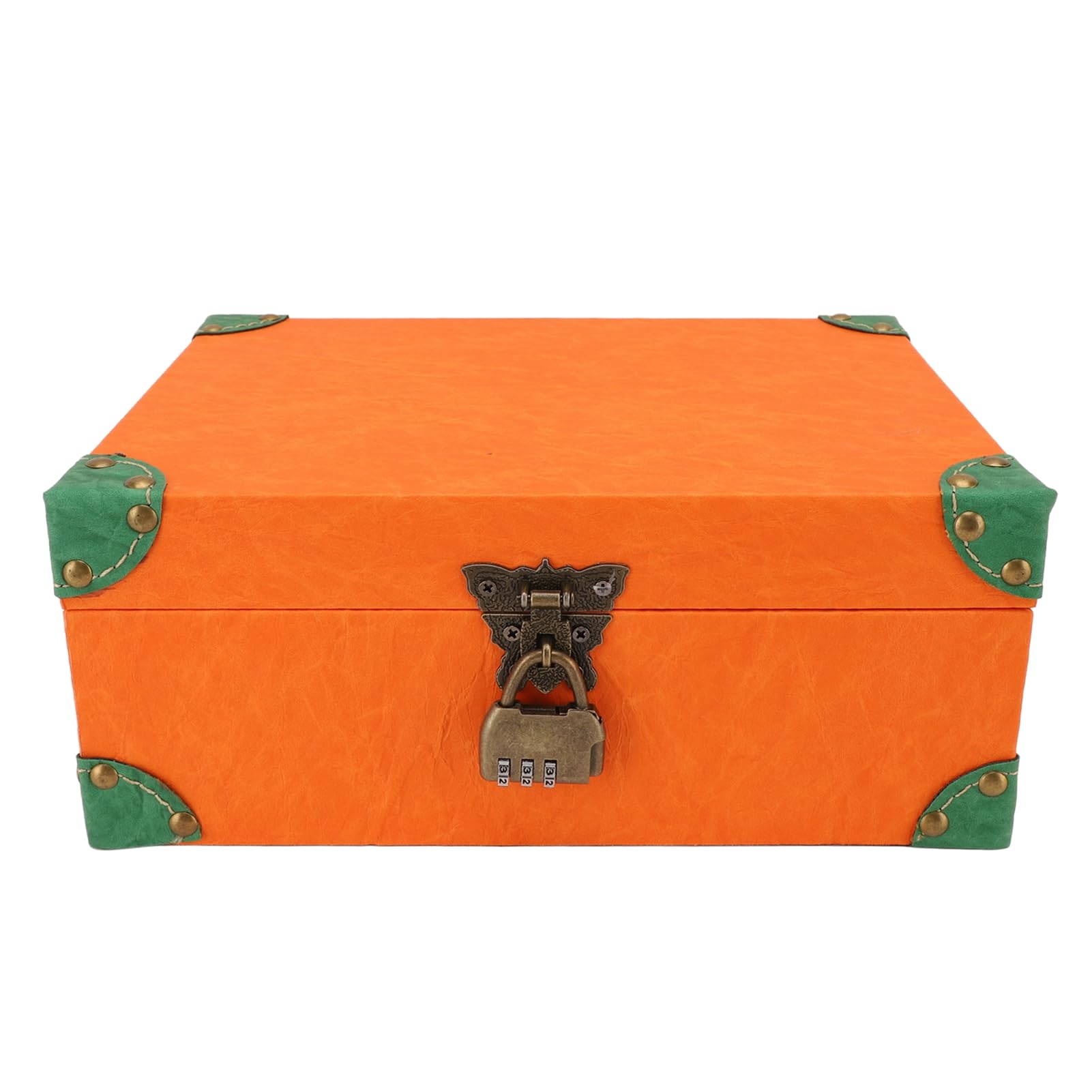 Ejoyous Cofre del Tesoro Caja de Almacenamiento de Recuerdos de Joyas de Cuero de Madera 27 X 20,5 X 11 Cm Caja Cuadrada Hecha a Mano con Cerradura para Dormitorio Sala de Estar Oficina Estudio