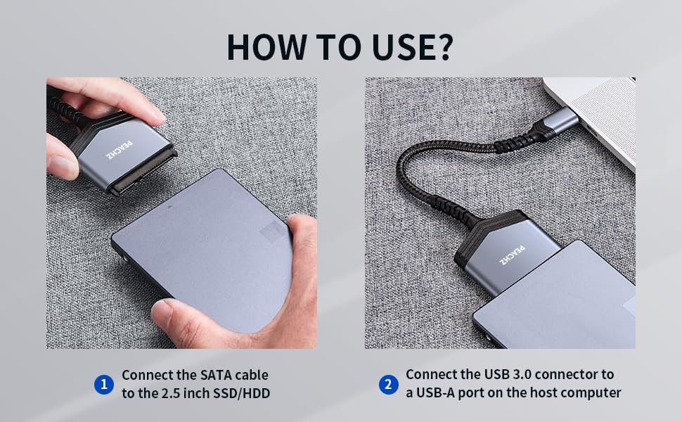 Peachz SATA to USB C Cable – USB-C 3.1 to 2.5