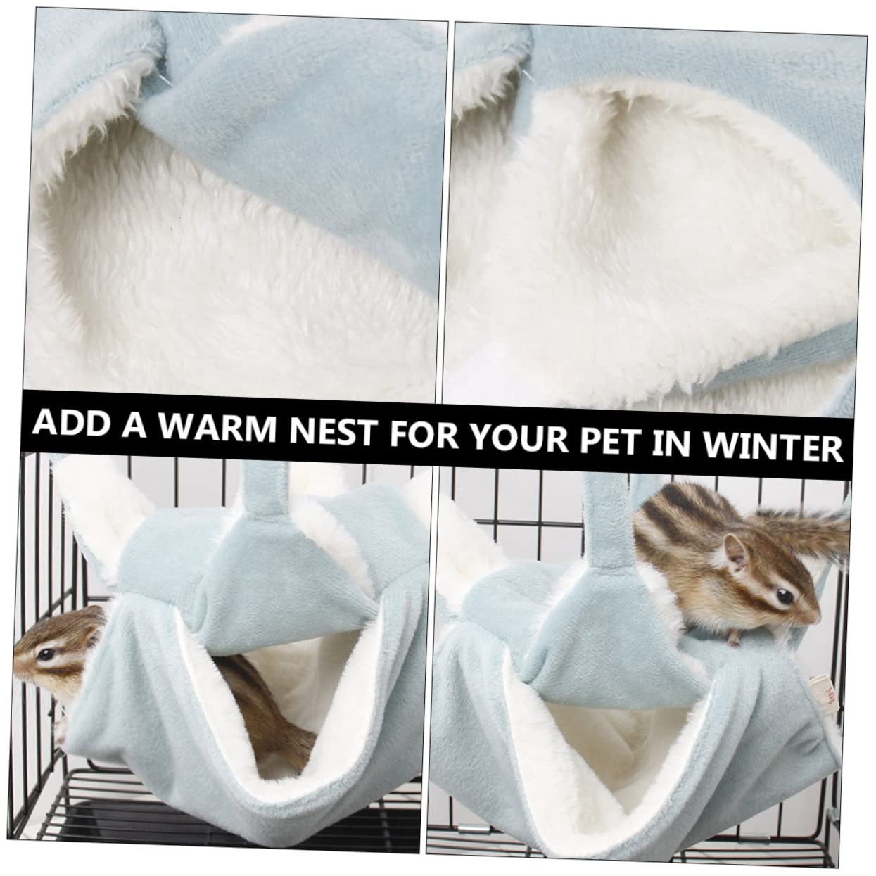 VANZACK 3piezas Hamster Hammock Colgante De Doble Franela para Cama con Ganchos para Hámsters y Roedores Aislante para Invierno y
