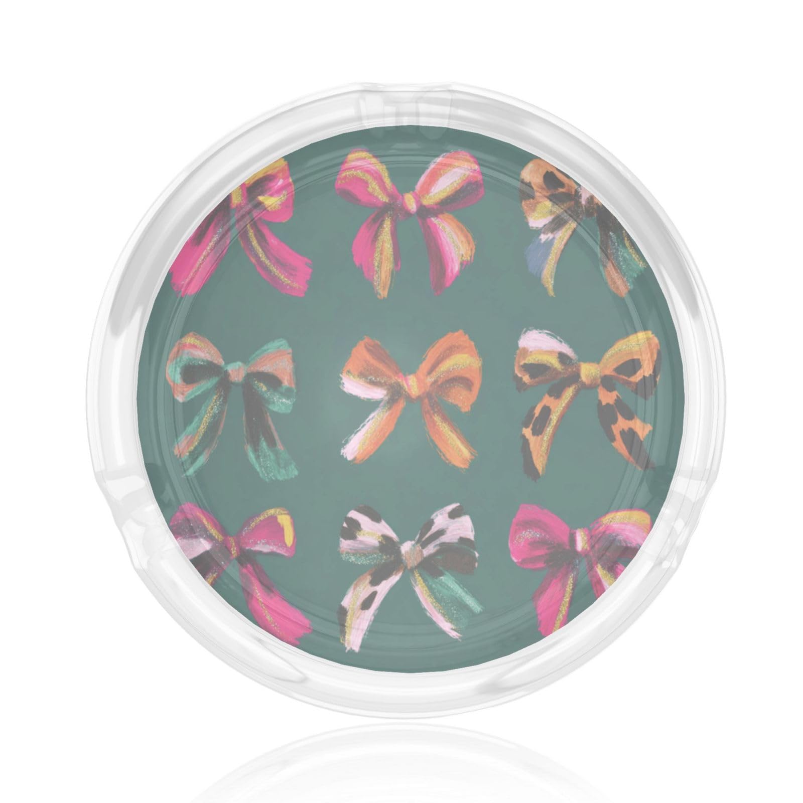 Coquette Bow Iridescent Leopard Spots Glass Ashtray For Cigarettes Ash Trays Case For Home Office Decor