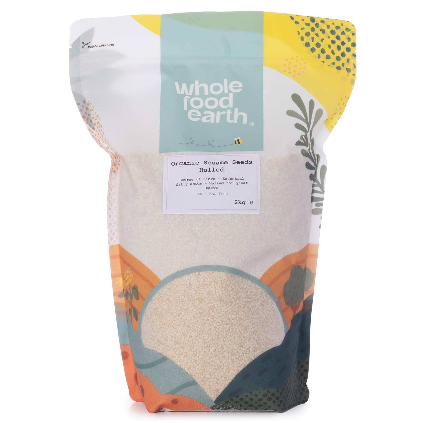 Wholefood Earth Organic Sesame Seeds Hulled 2kg Raw | GMO Free | Vegan | Certified Organic