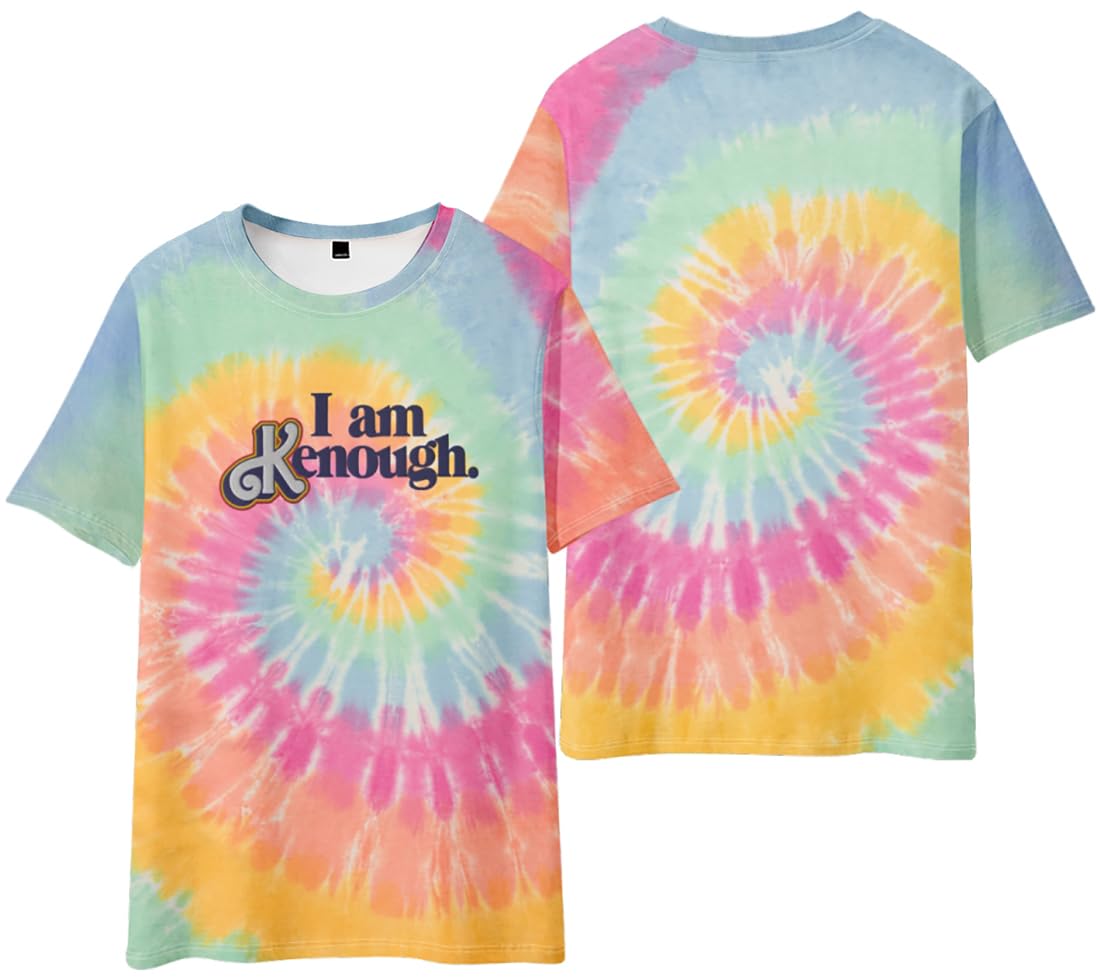 EUDOLAHMen Tie-dye I Am Kenough Funny Saying Hoodie with Pocket Trendy Letter Graphic Print Colourful Long Sleeve Sweatshirt