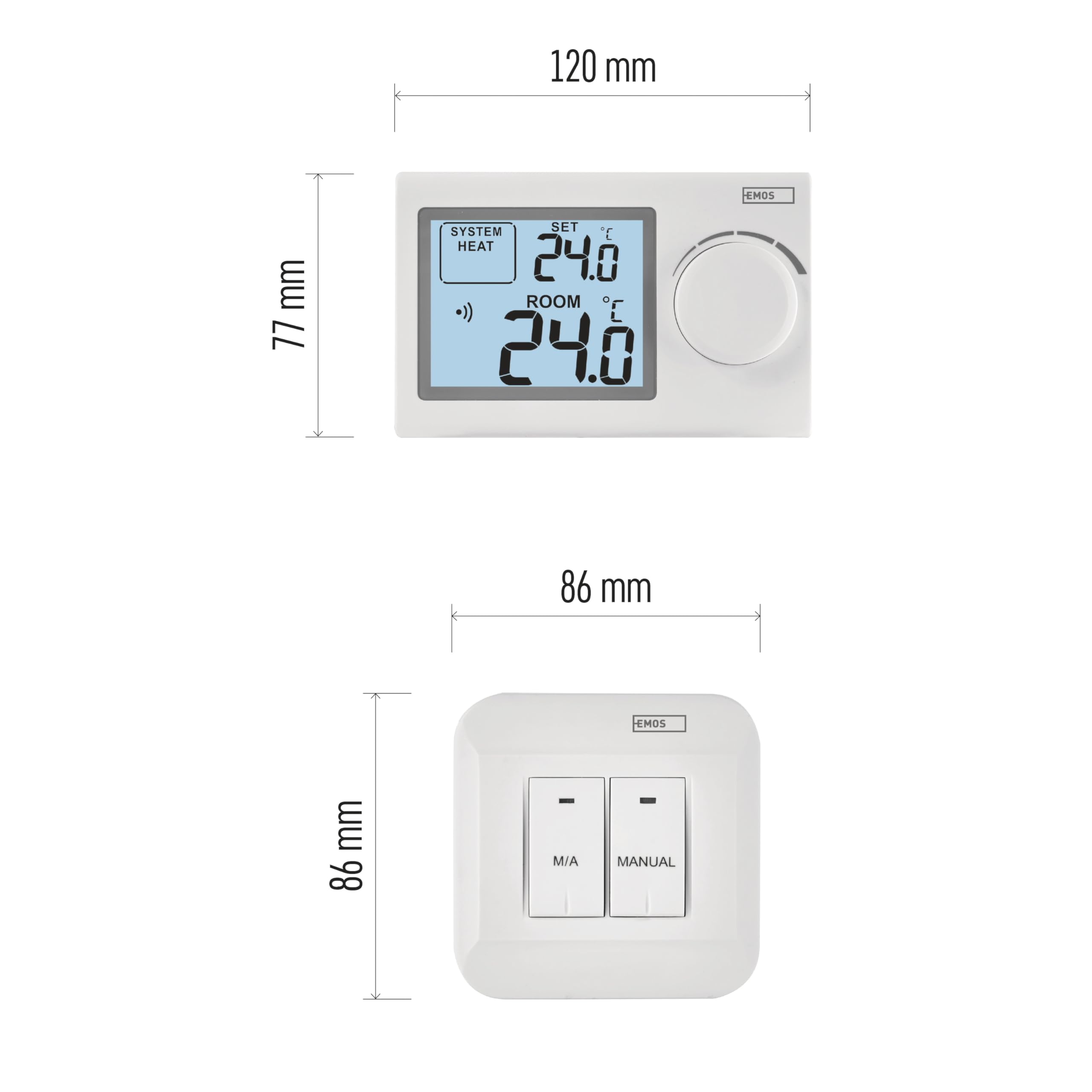 Emos - Termostato interior electrónico inalámbrico para sistema de calefacción y refrigeración