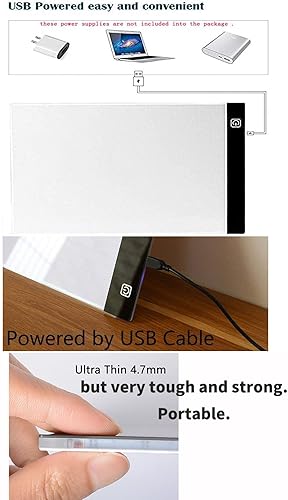 Miniatura 8 de Caja de luz LED A4 ultrafina portátil con cable USB, brillo regulable, caja de luz LED para dibujo, boceto, animación, estarcado, visualización de