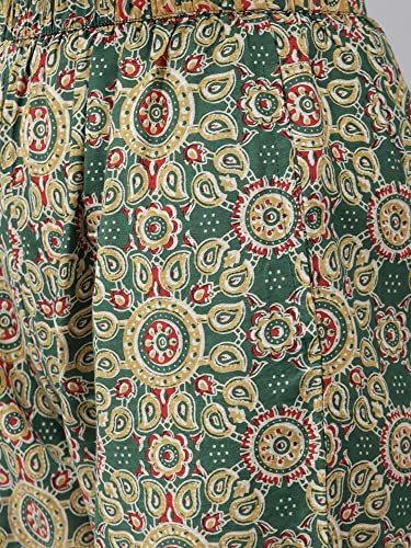 Image of INDO ERA Women's Embroidered Cotton Blend Anarkali Kurta With Pant & Dupatta Set (RRRRR8108)