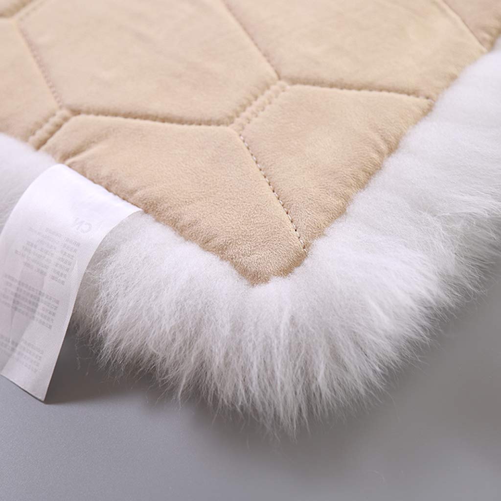 Cojín de Piel de Oveja Natural, Suave y Afelpado para Silla de Oficina, Almohadilla Antideslizante Gruesa para Taburete, Funda acogedora para Asiento de Coche (Crema, 50 x 50 cm)